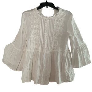 Xhilaration NWT White Long Bell Sleeve Blouse size M - Adorable!